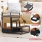 Rustic Brown Dog Window Perch with 2-Step Stairs & Storage Drawer - Elevated Pet Bed for Small Dogs/Cats, Non-Slip Stairs for Beds, Couches - Safe Climbing Platform